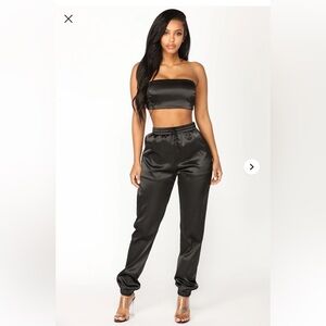 Fashion Nova My Revenge Satin Pant Set in Red